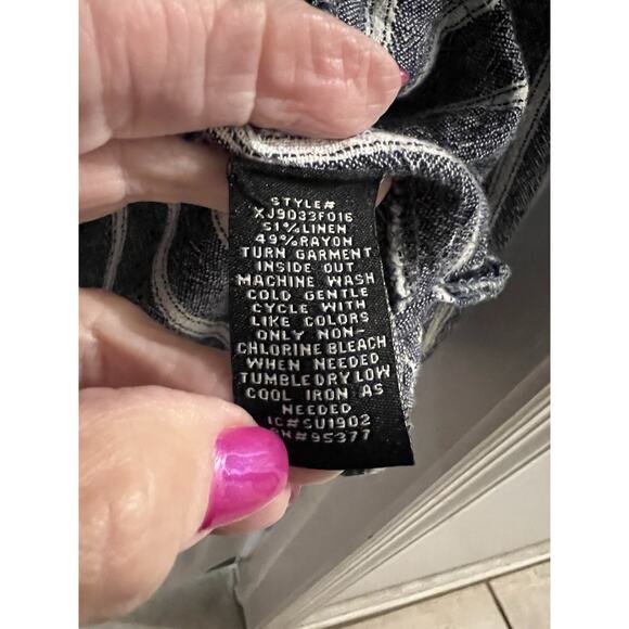 Sanctuary Blue White Striped One Button Linen Blend Blazer Sz Xl - Picture 3 of 4